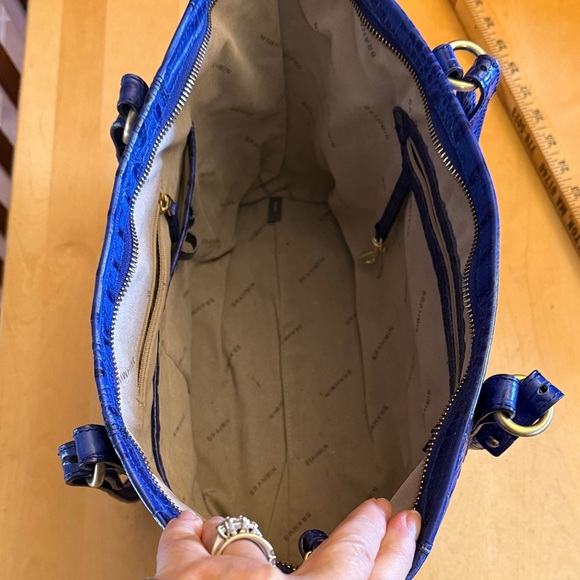 Brahmin Blue Crocodile Embossed Asher Tote Bag - Picture 3 of 8
